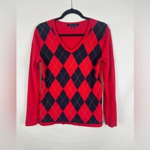 Tommy Hilfiger Red Argyle Sweater